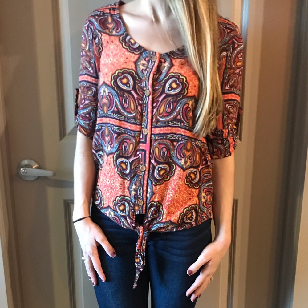 Orange detailed top
